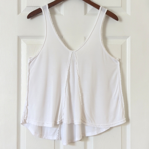 We The Free Classic Oversized Lightweight V-neck Tank Top White XS - Picture 1 of 11